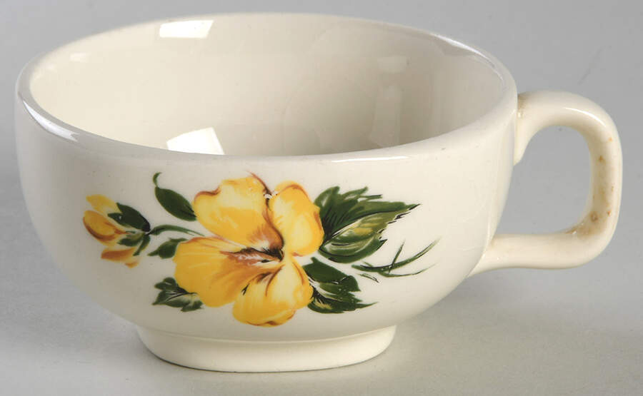 Yellow Hibiscus Flat Cup by Harmony House China-1