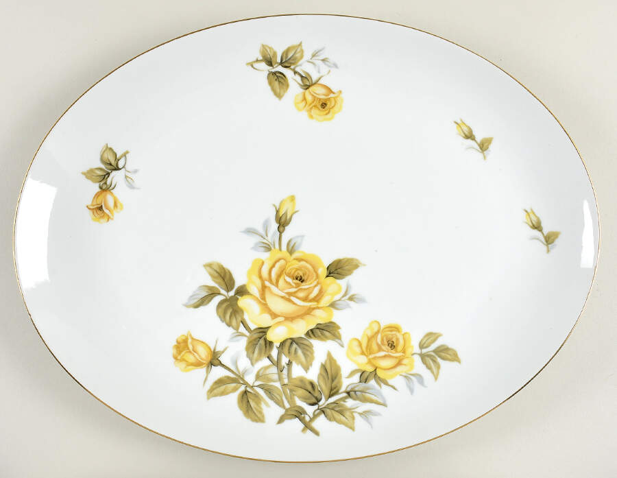 Yellow Rose 16" Oval Serving Platter by Harmony House China-1