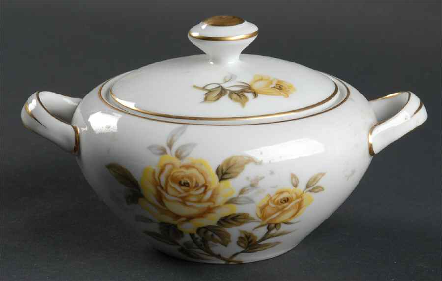 Yellow Rose Sugar Bowl & Lid by Harmony House China-1