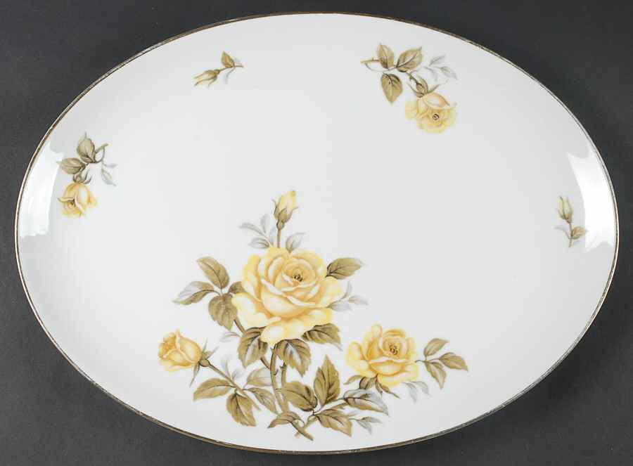 Yellow Rose 15" Oval Serving Platter by Harmony House China-1