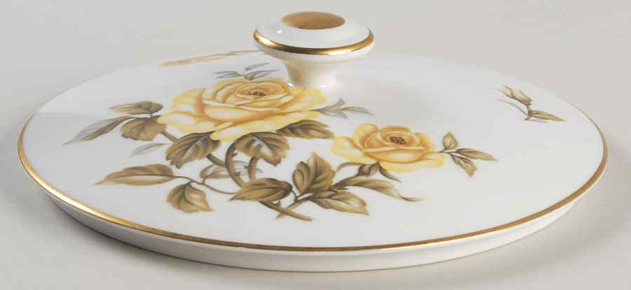Yellow Rose Lid for Round Vegetable by Harmony House China-1