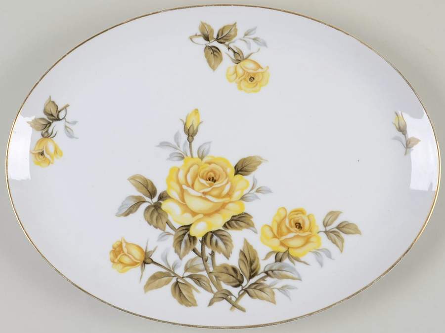 Yellow Rose 14" Oval Serving Platter by Harmony House China-1