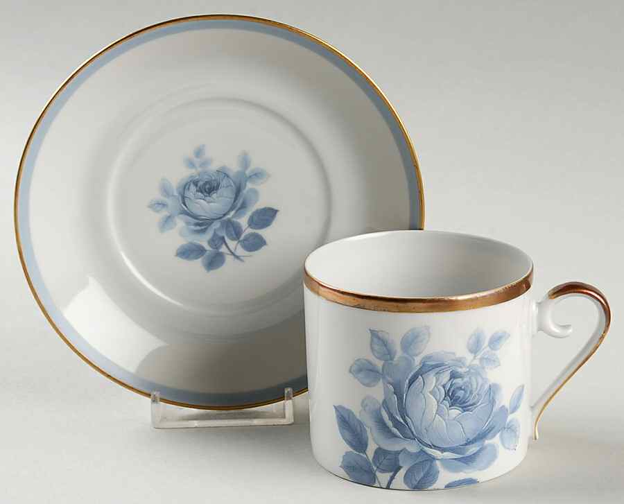 Blue Rose Flat Cup & Saucer Set by Hackefors-1
