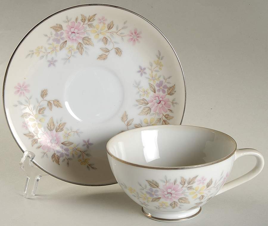 Anniversary Footed Cup & Saucer Set by Halsey-1