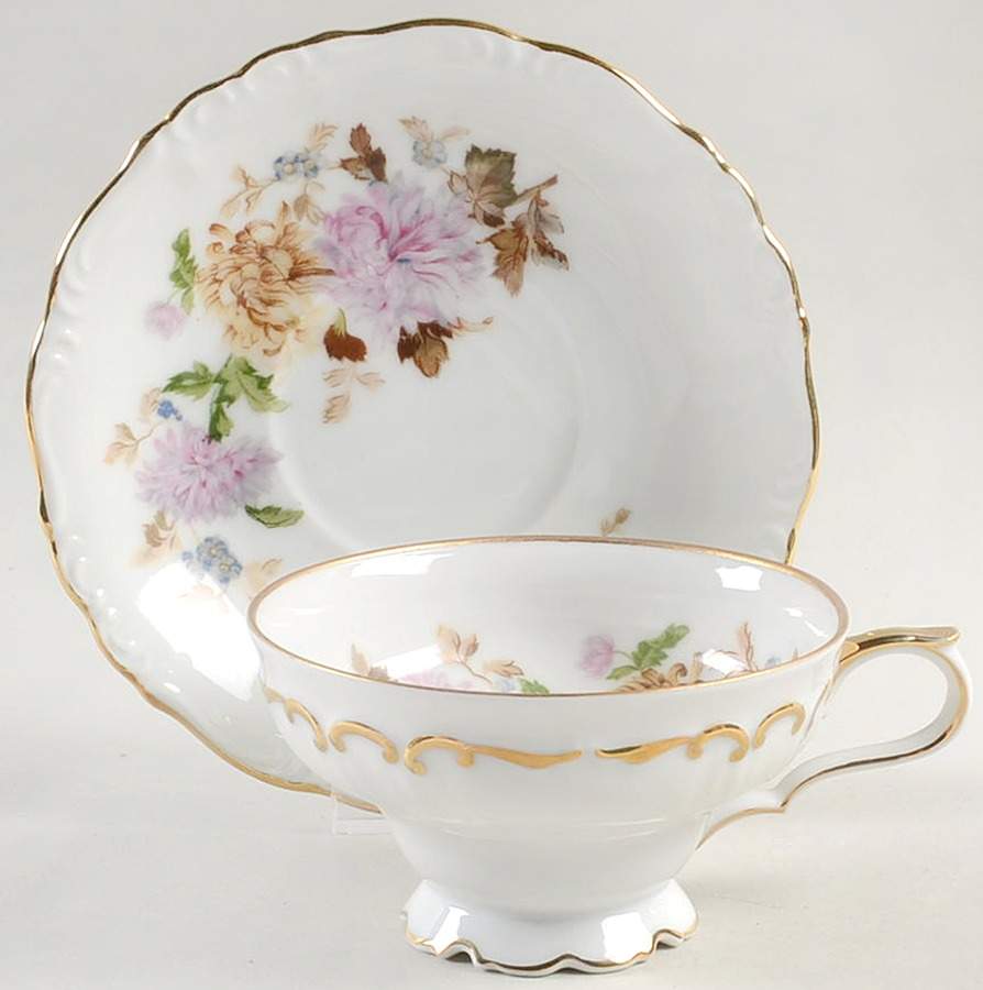 Autumn Dawn Footed Cup & Saucer Set by Halsey-1