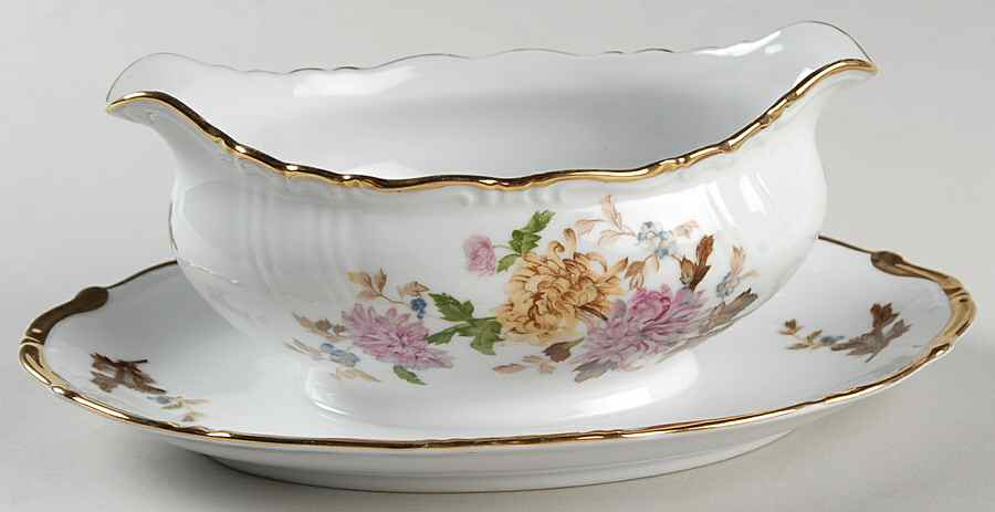 Autumn Dawn Gravy Boat with Attached Underplate by Halsey-1