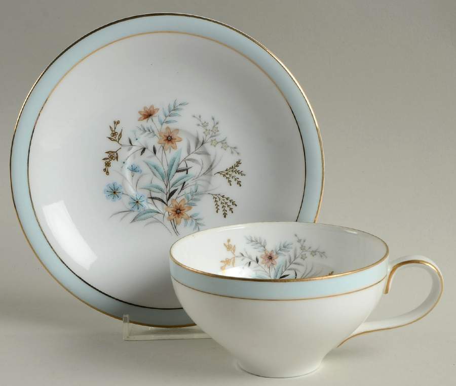 Golden Bouquet Flat Cup & Saucer Set by Halsey-1