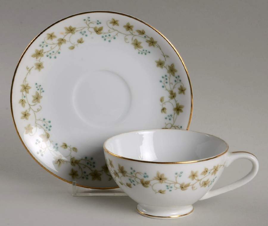 Ivy Ring Footed Cup & Saucer Set by Halsey-1