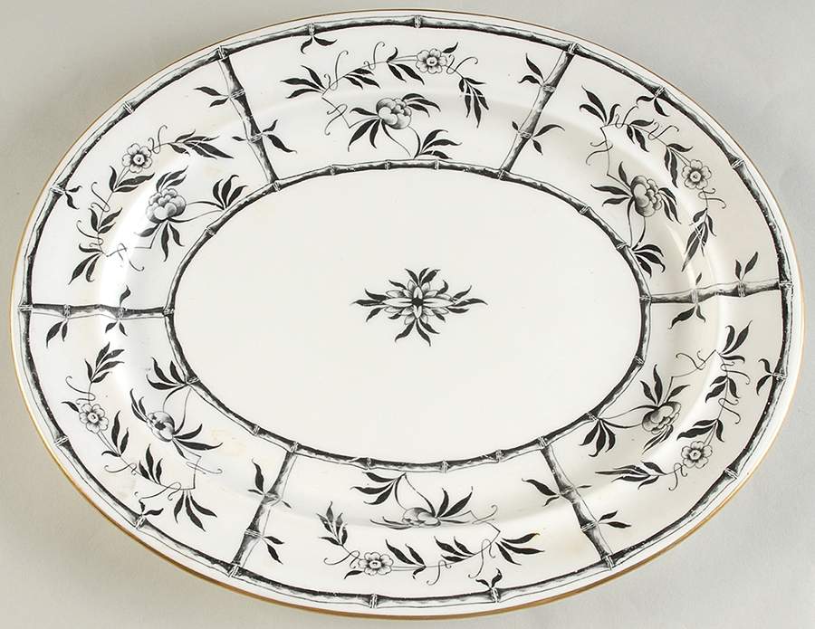 Bamboo Black 13" Oval Serving Platter by Hammersley-1