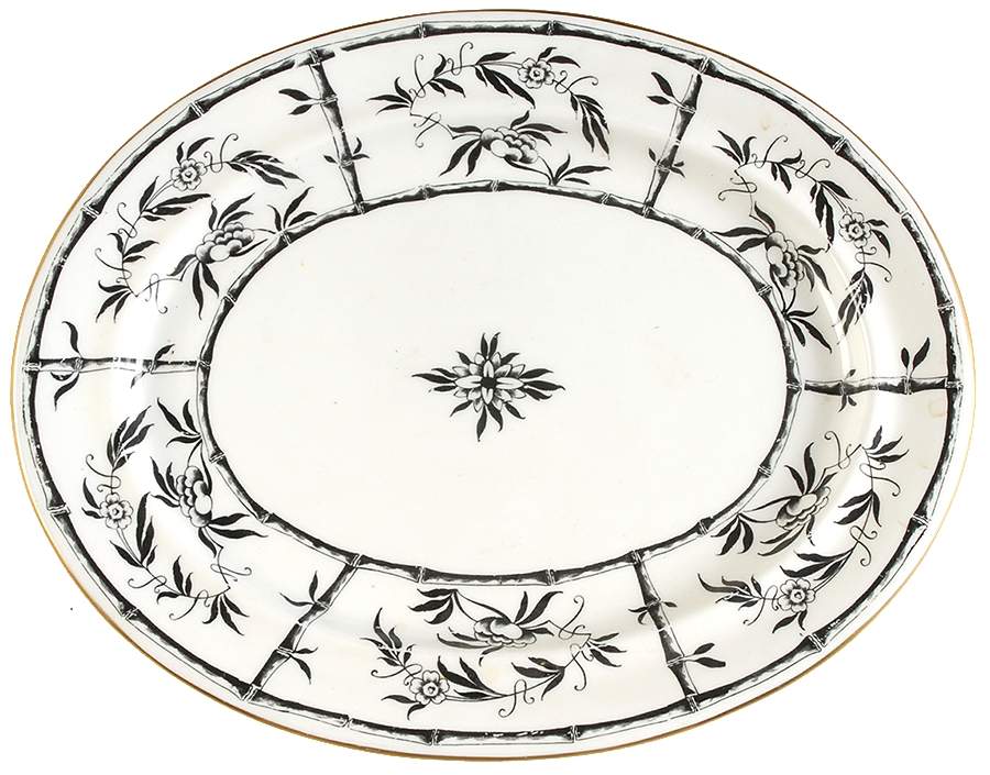 Bamboo Black 11" Oval Serving Platter by Hammersley-1