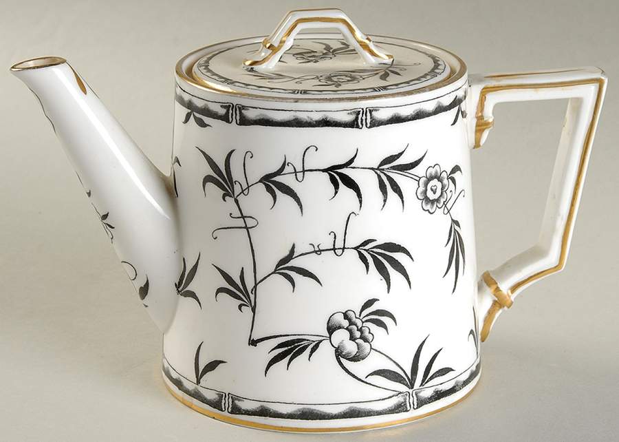 Bamboo Black Small Teapot & Lid by Hammersley-1