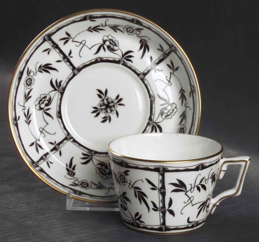 Bamboo Black Flat Cup & Saucer Set by Hammersley-1