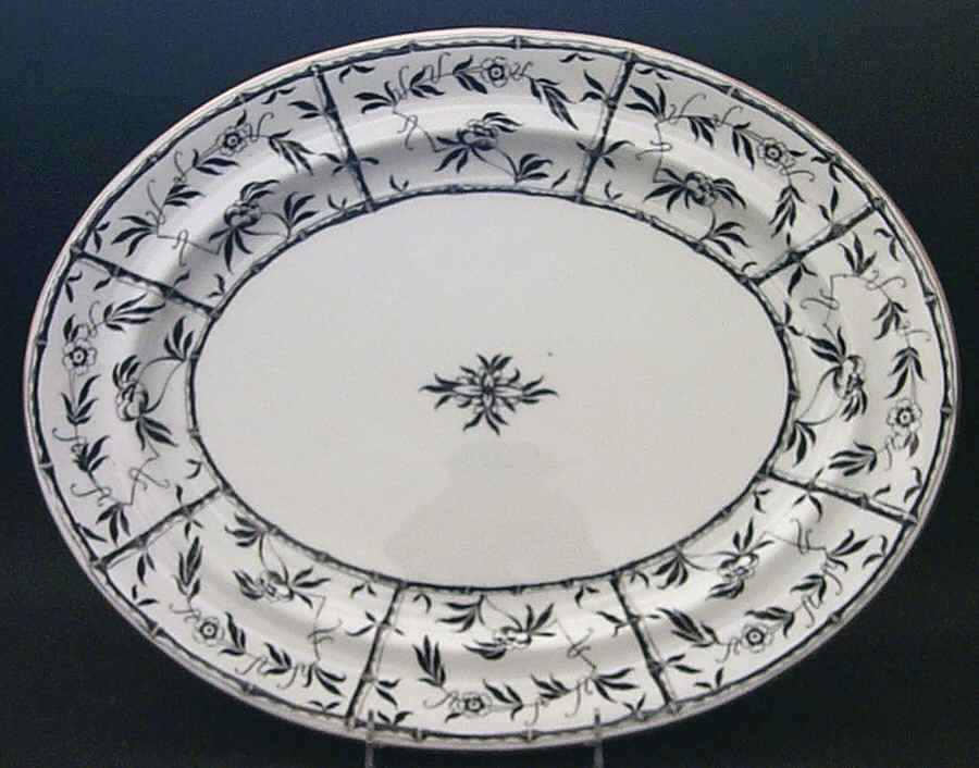 Bamboo Black 16" Oval Serving Platter by Hammersley-1