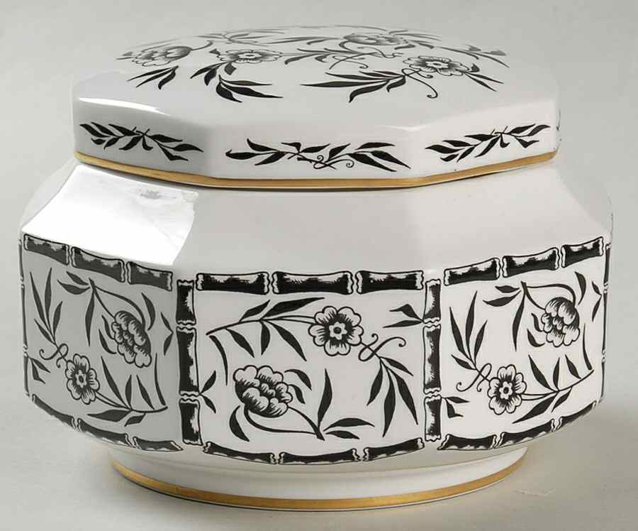 Bamboo Black Octagonal Box & Lid by Hammersley-1