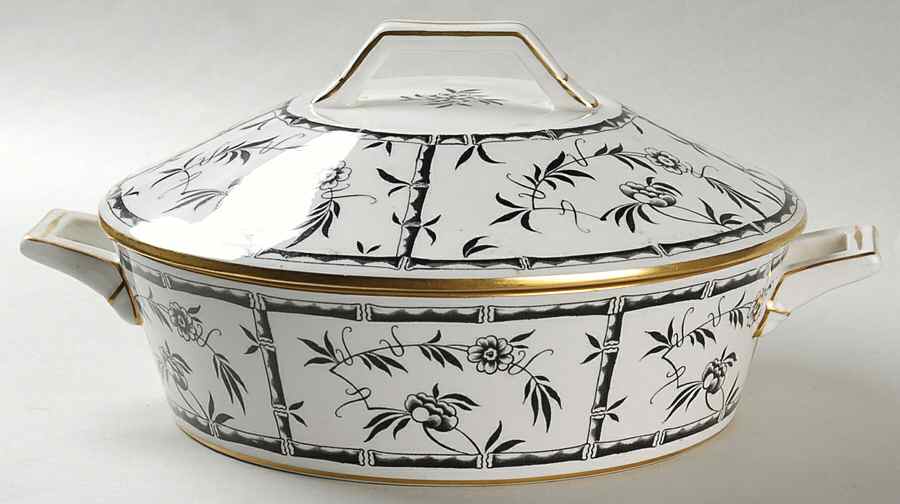 Bamboo Black Round Covered Vegetable by Hammersley-1