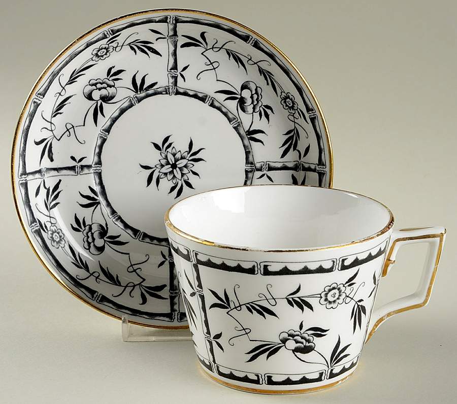 Bamboo Black Oversized Cup & Saucer Set by Hammersley-1