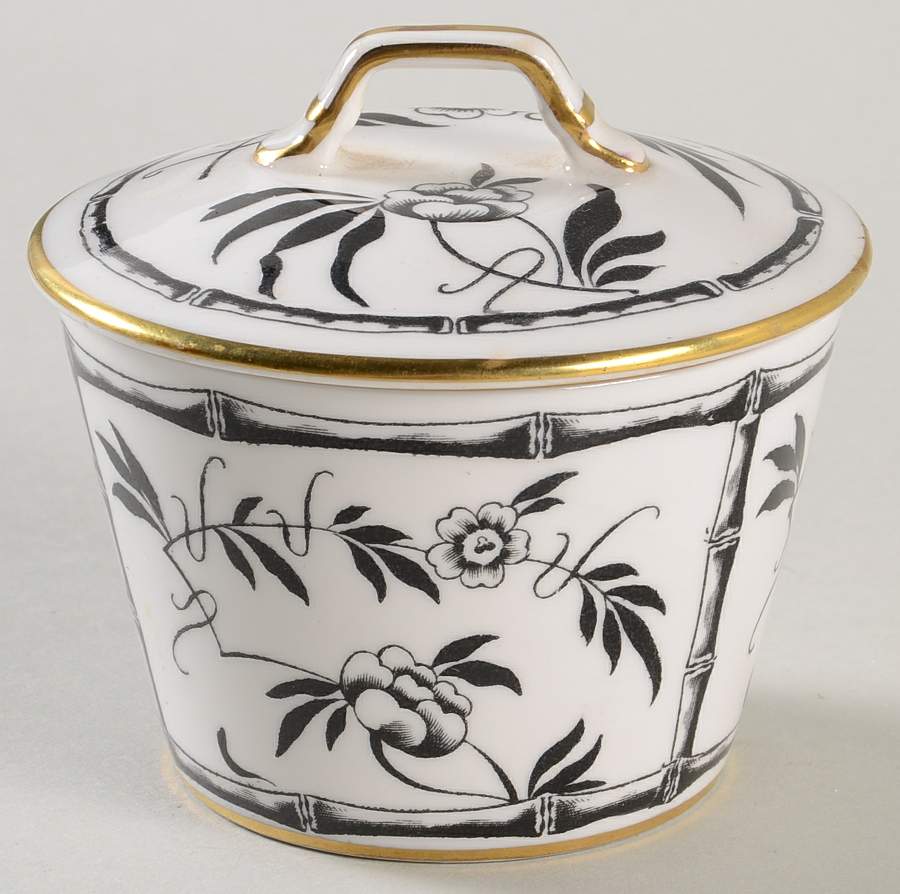 Bamboo Black Sugar Bowl & Lid by Hammersley-1