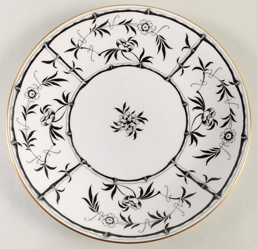 Bamboo Black Coupe Luncheon Plate by Hammersley-1