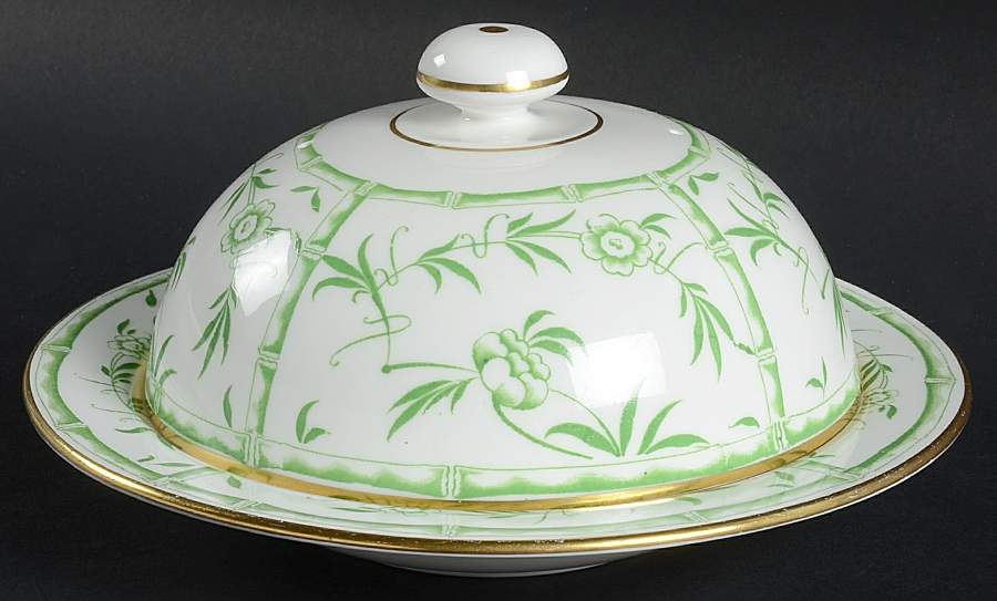 Bamboo Green Round Covered Butter by Hammersley-1
