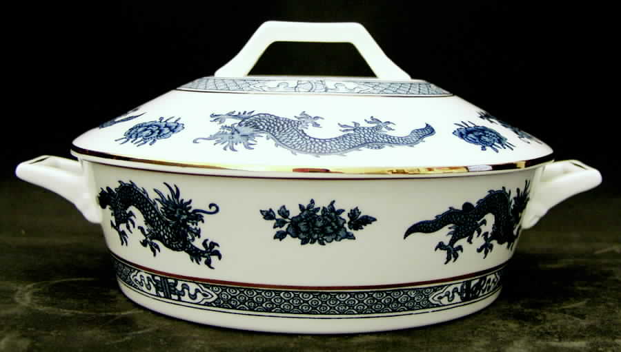 Blue Dragon Round Covered Vegetable by Hammersley-1