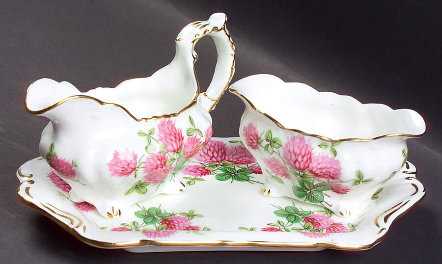 Clover Mini Creamer & Open Sugar with Tray by Hammersley-1
