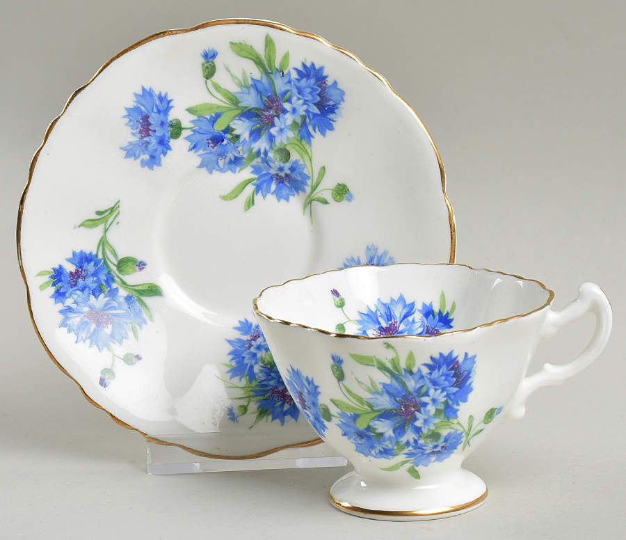 Cornflower Blue Footed Demitasse Cup & Saucer Set by Hammersley-1