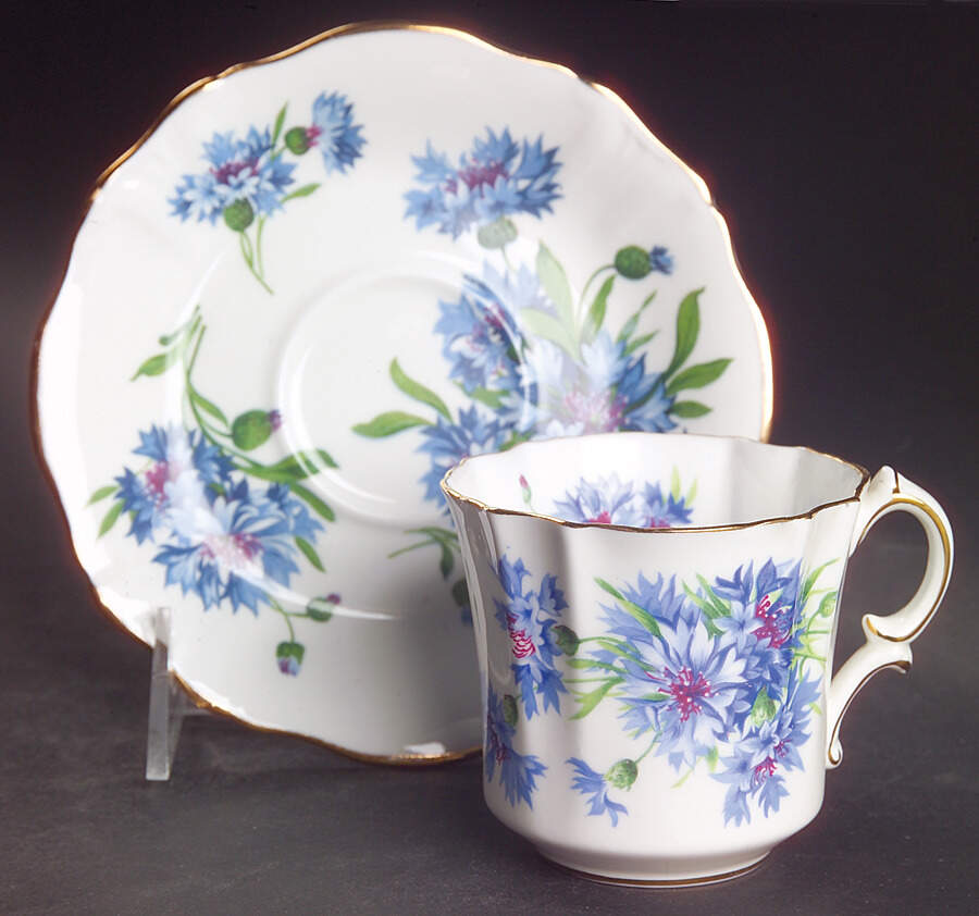 Cornflower Blue Flat Cup & Saucer Set by Hammersley-1