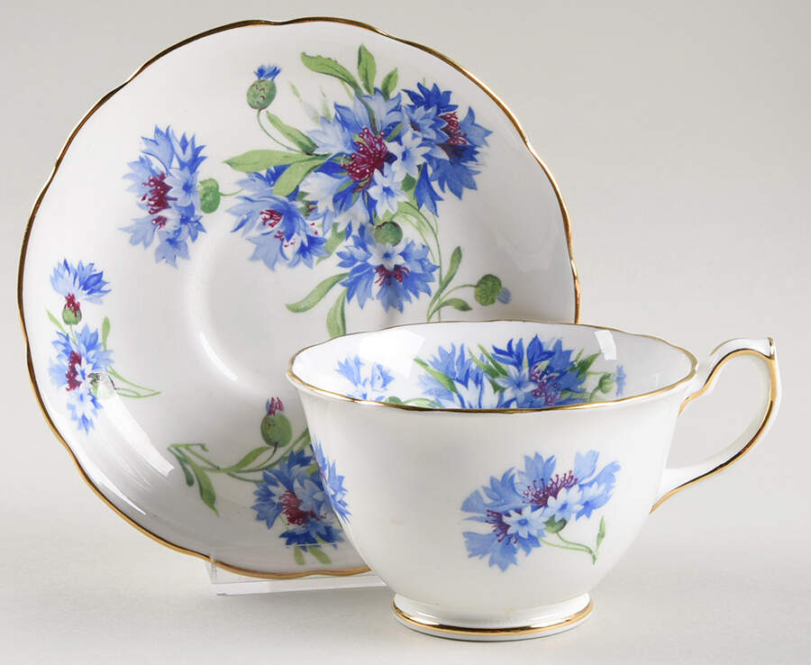 Cornflower Blue Footed Cup & Saucer Set by Hammersley-1