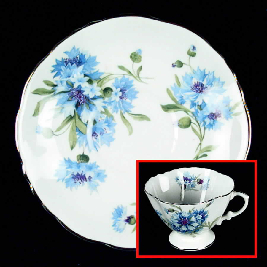 Cornflower Blue Footed Cup & Saucer Set by Hammersley-1