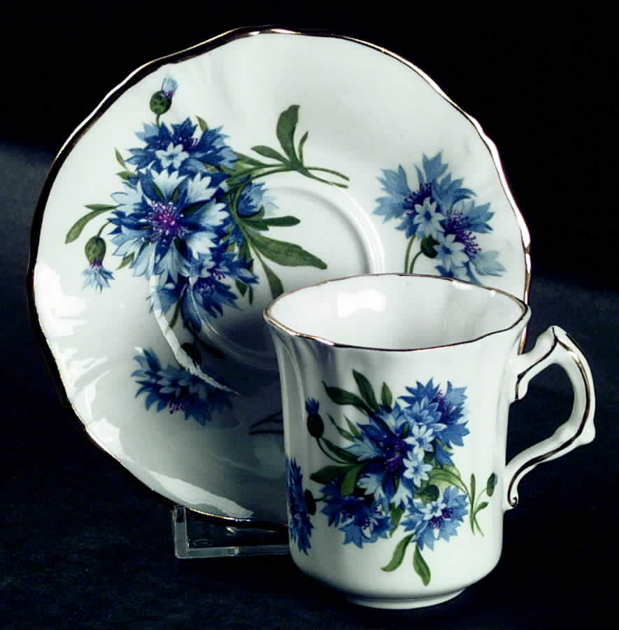 Cornflower Blue Flat Demitasse Cup & Saucer Set by Hammersley-1