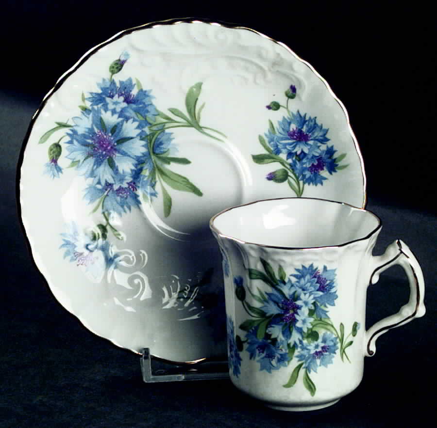 Cornflower Blue Flat Demitasse Cup & Saucer Set by Hammersley-1