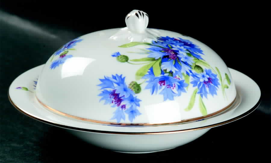 Cornflower Blue Round Covered Butter by Hammersley-1