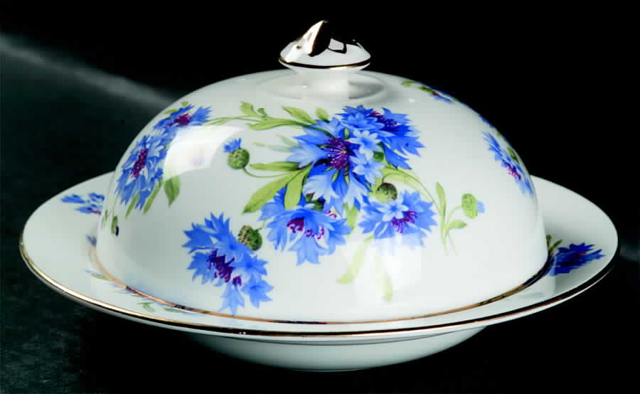 Cornflower Blue Muffin Dish & Lid by Hammersley-1