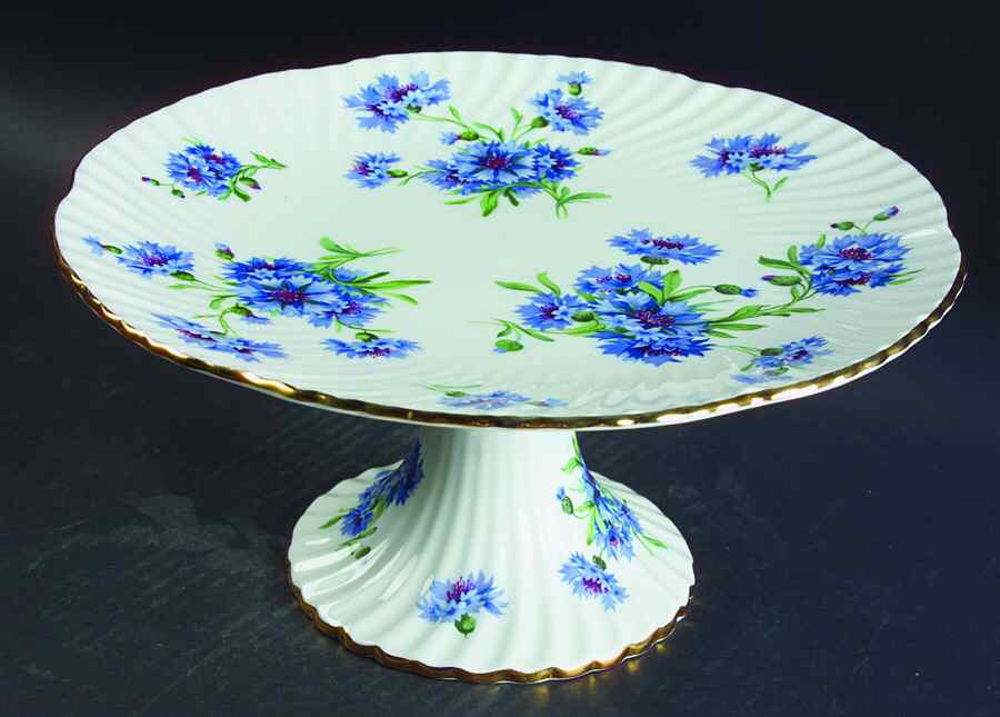 Cornflower Blue 10" Diameter Pedestal Cake Stand by Hammersley-1