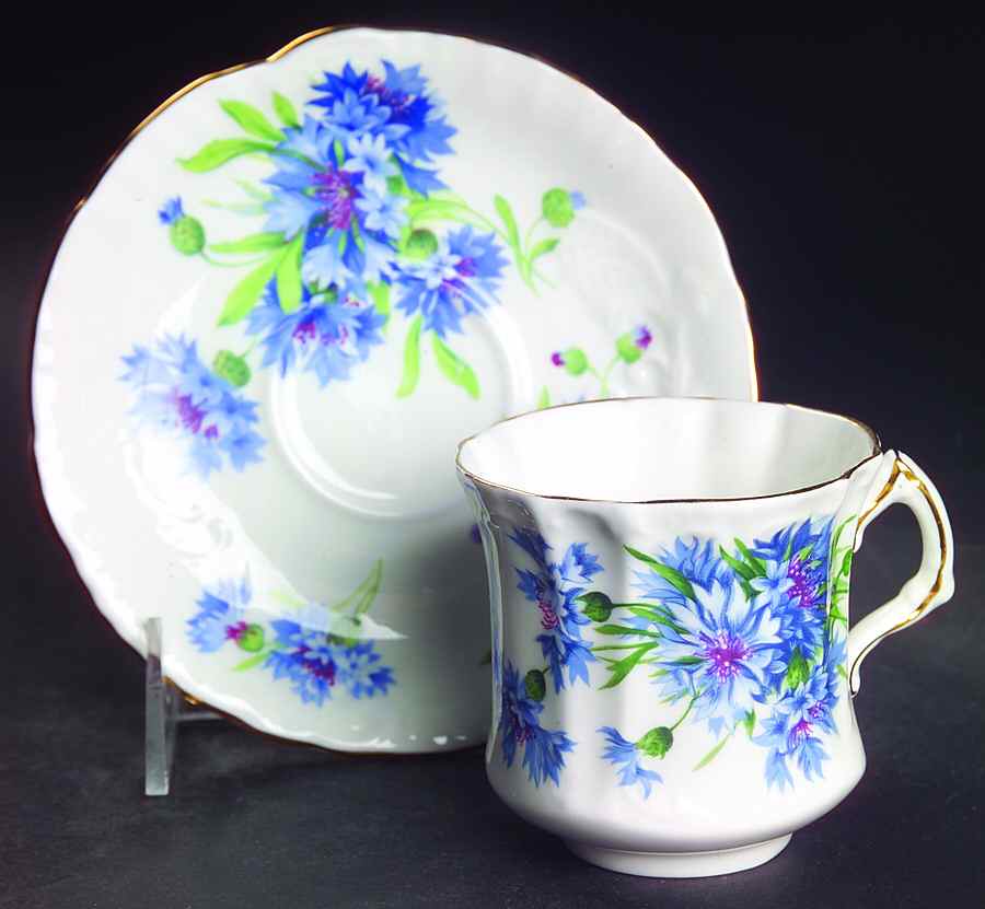 Cornflower Blue Flat Cup & Saucer Set by Hammersley-1