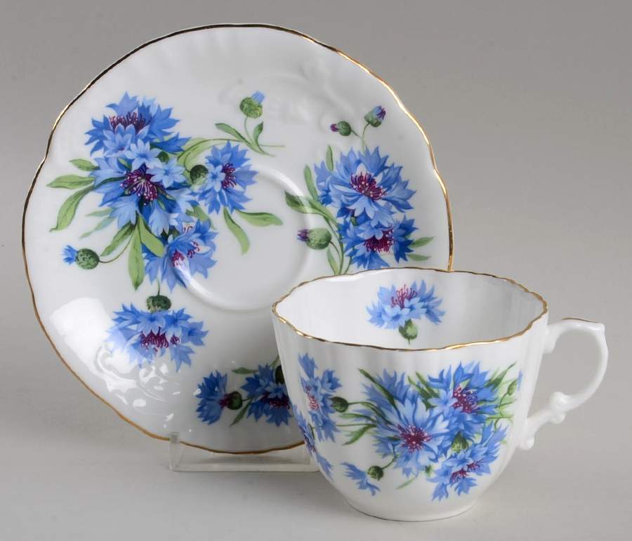 Cornflower Blue Flat Cup & Saucer Set by Hammersley-1