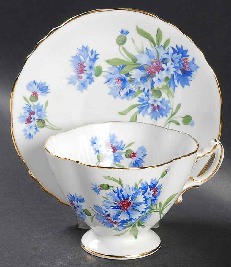 Cornflower Blue Footed Cup & Saucer Set by Hammersley-1