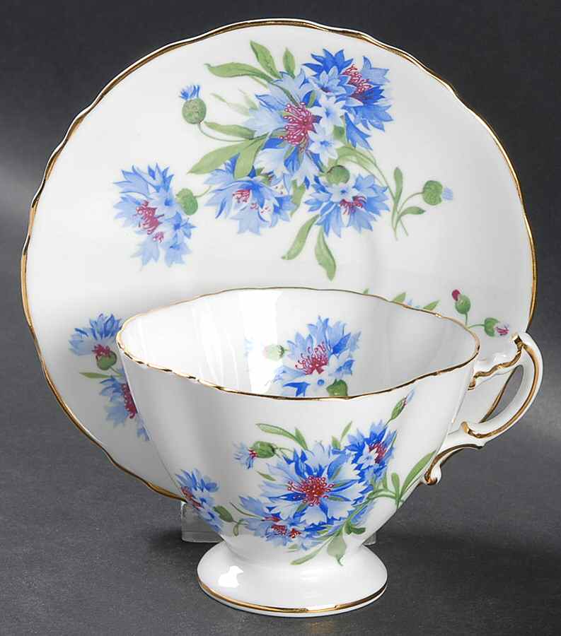 Cornflower Blue Footed Cup & Saucer Set by Hammersley-1