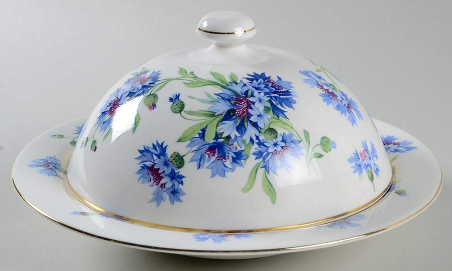 Cornflower Blue Muffin Dish & Lid by Hammersley-1