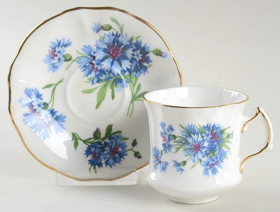 Cornflower Blue Flat Demitasse Cup & Saucer Set by Hammersley-1