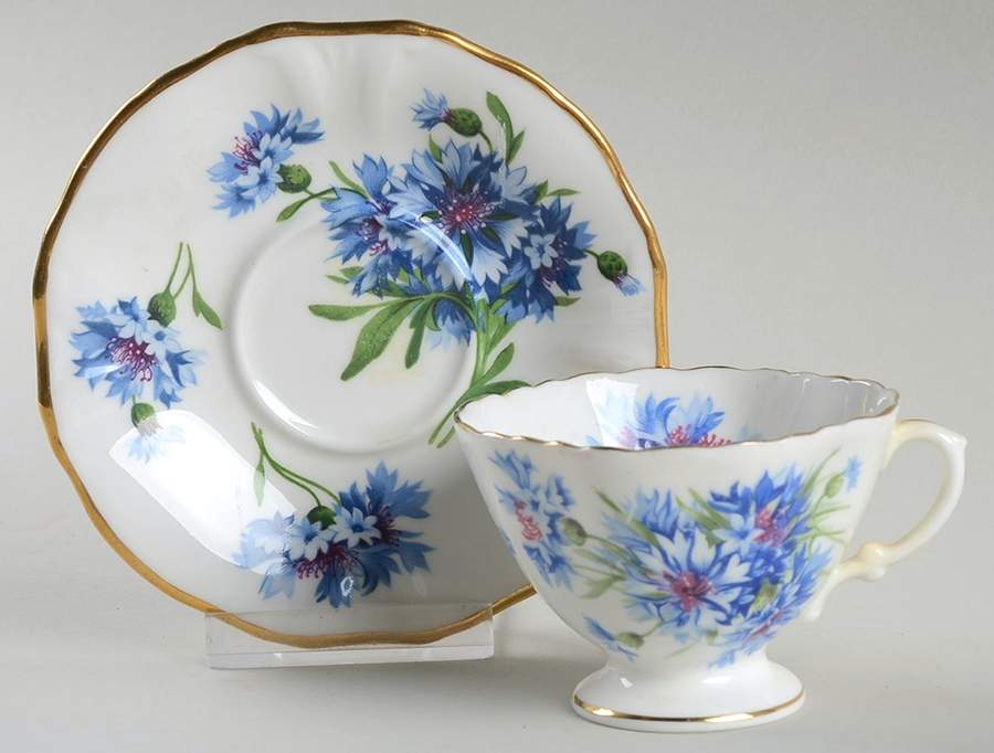 Cornflower Blue Footed Demitasse Cup & Saucer Set by Hammersley-1