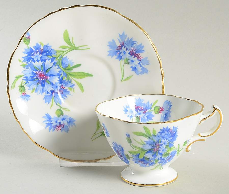 Cornflower Blue Footed Demitasse Cup & Saucer Set by Hammersley-1