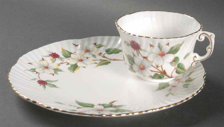Dogwood Blossom Snack Plate & Cup Set by Hammersley-1