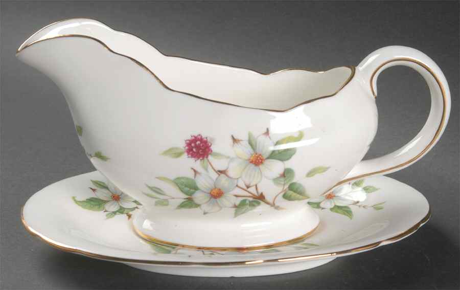 Dogwood Blossom Gravy Boat & Underplate by Hammersley-1