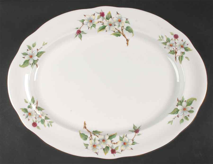 Dogwood Blossom 16" Oval Serving Platter by Hammersley-1