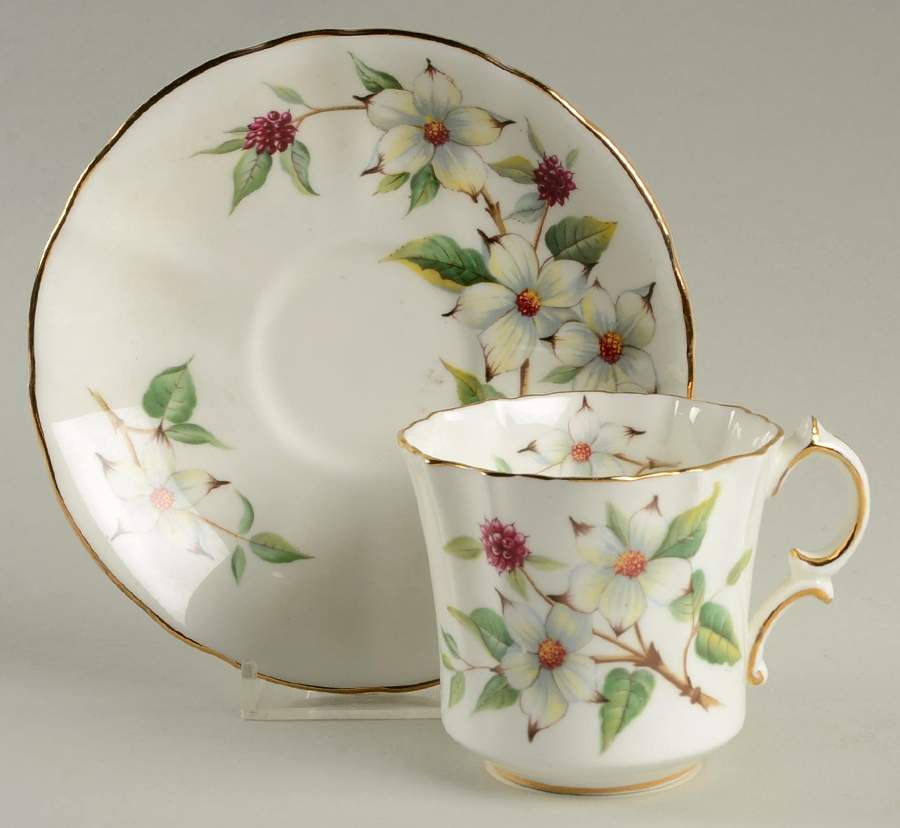 Dogwood Blossom Flat Cup & Saucer Set by Hammersley-1