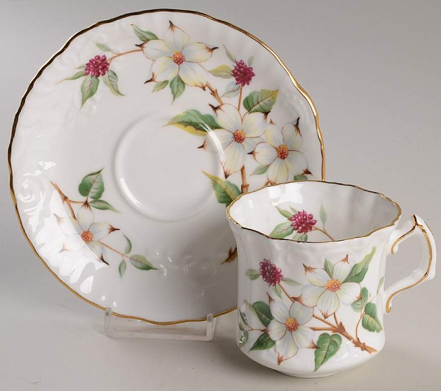 Dogwood Blossom Footed Cup & Saucer Set by Hammersley-1