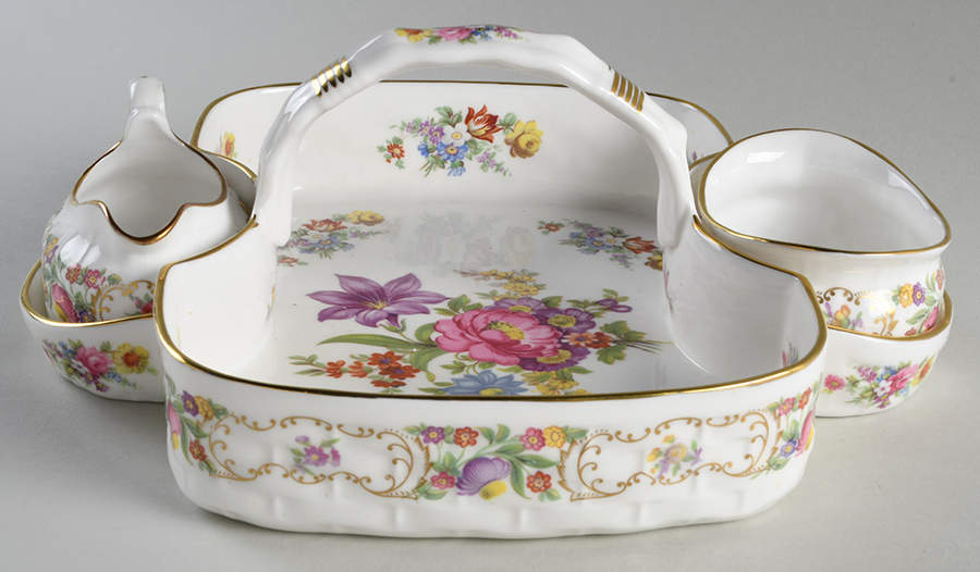 Dresden Sprays Strawberry Basket W/Creamer & Open Sugar by Hammersley-1