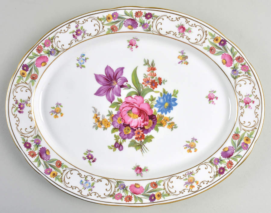 Dresden Sprays 12" Oval Serving Platter by Hammersley-1