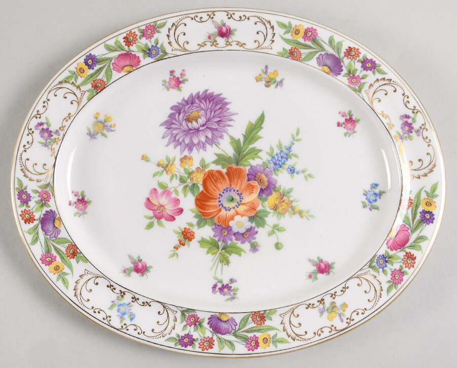 Dresden Sprays 11" Oval Serving Platter by Hammersley-1